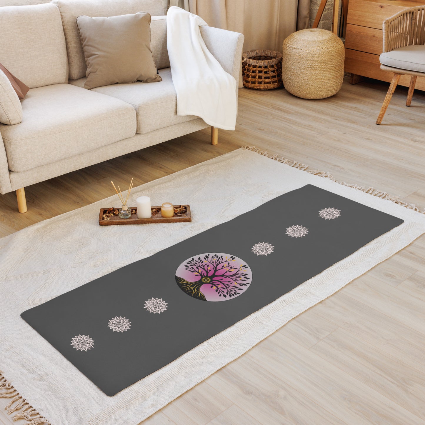 Tree of Life Yoga mat - grey